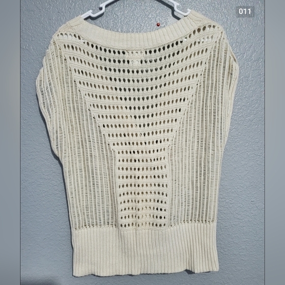 MUDD 100% Cotton Country White Plunging V-Neck Crochet Buttom Down Vest Size XL - Picture 3 of 11